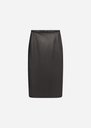 Midi Pencil Skirt in Leather - Chocolate - CO Collections